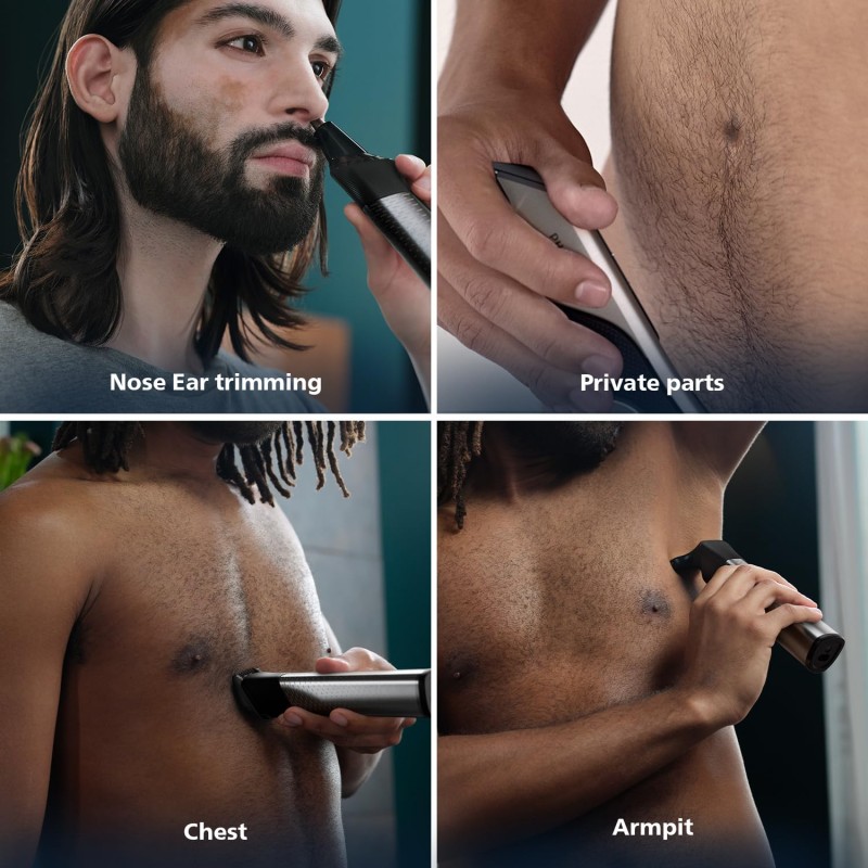 PhilipsIndia's No.1 Men's Trimmer| Pro BeardSense Technology| 15-in-1 Pro Kit - Face, Body & Private Parts| Premium All Metal BodyI 3 Year WarrantyI 120min RuntimeI 5min Quick Charge MG9551/65