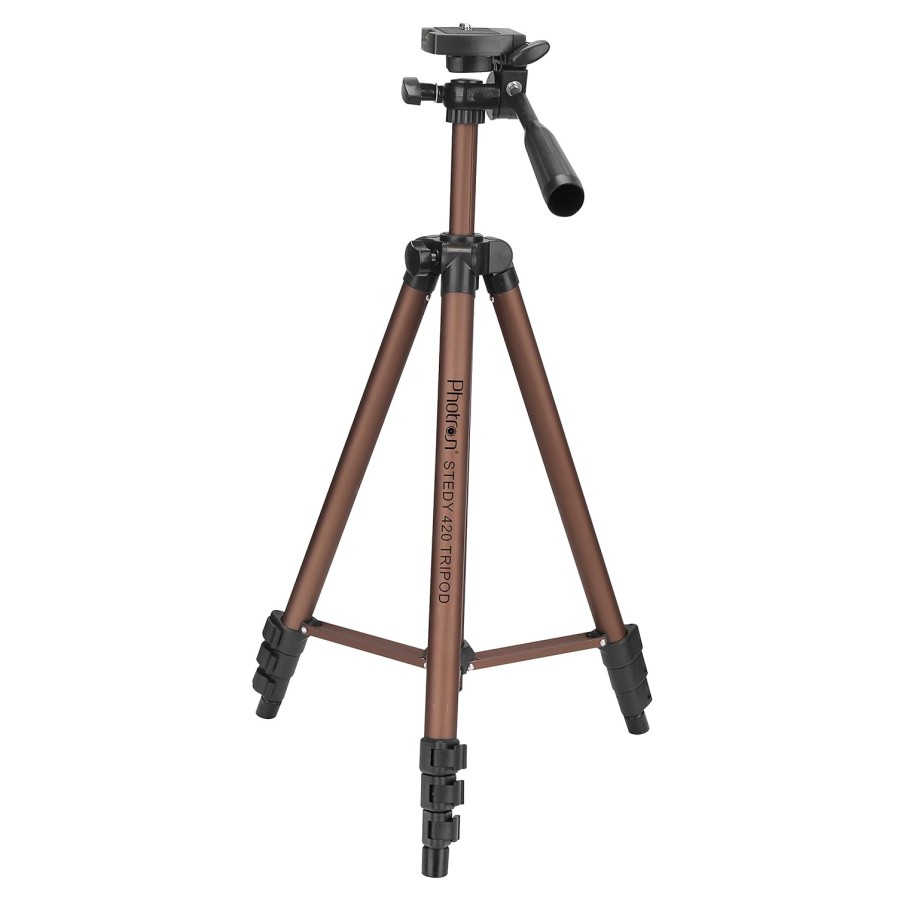Photron Stedy 420 Tripod 127 cm (50 Inch) with Mobile Holder for Smart Phone, Camera| Extends to 1240mm (4 Feet) | Folds to 425mm(1.4 Feet) | Weight Load Capacity: 2.5kg | Case Included, Copper