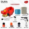 Pigeon Dura High Pressure Washer, 2200 Watts, 140 Bar Pressure, 8.5 L/Min Flow Rate,8 Meters Outlet Hose & 3 Meters Inlet Hose for Cleaning Car,Bike and Home