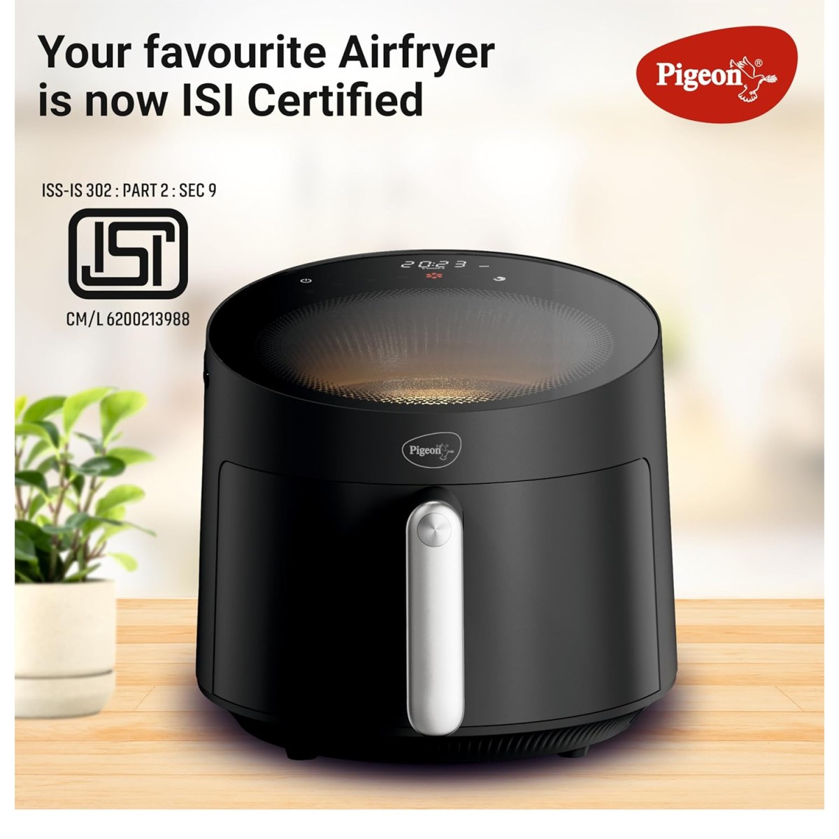 Pigeon by Stovekraft STELLAR Air Fryer Large 5.5L | 1500W BLADELESS Airfryer | Unique See Through Top View Glass | 360 AirWhirl Technology | Digital Touchscreen | 8 PRESETS Menu | Shake Feature