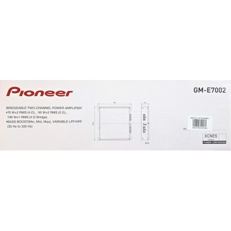 Pioneer Car Amplifier GM-E7002,Number of channels 2/1 Max Wattage(4 ohms)125Wx2/500Wx1(BRIDGE)Rated Power