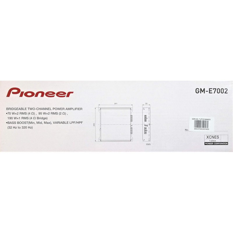 Pioneer Car Amplifier GM-E7002,Number of channels 2/1 Max Wattage(4 ohms)125Wx2/500Wx1(BRIDGE)Rated Power Pioneer Car Amplifier GM-E7002,Number of channels 2/1 Max Wattage(4 ohms)125Wx2/500Wx1(BRIDGE)Rated Power