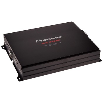 Pioneer Car Amplifier GM-E7004,Number of channels 4/3/2 Max (4 ohms)125Wx4/500Wx2(BRIDGE),Rated Power(2 ohms <=1% THD+N)95Wx4, Rated Power(4 ohms <=1% THD+N)70Wx4,Rated Power(Bridged 4 ohms)190Wx2