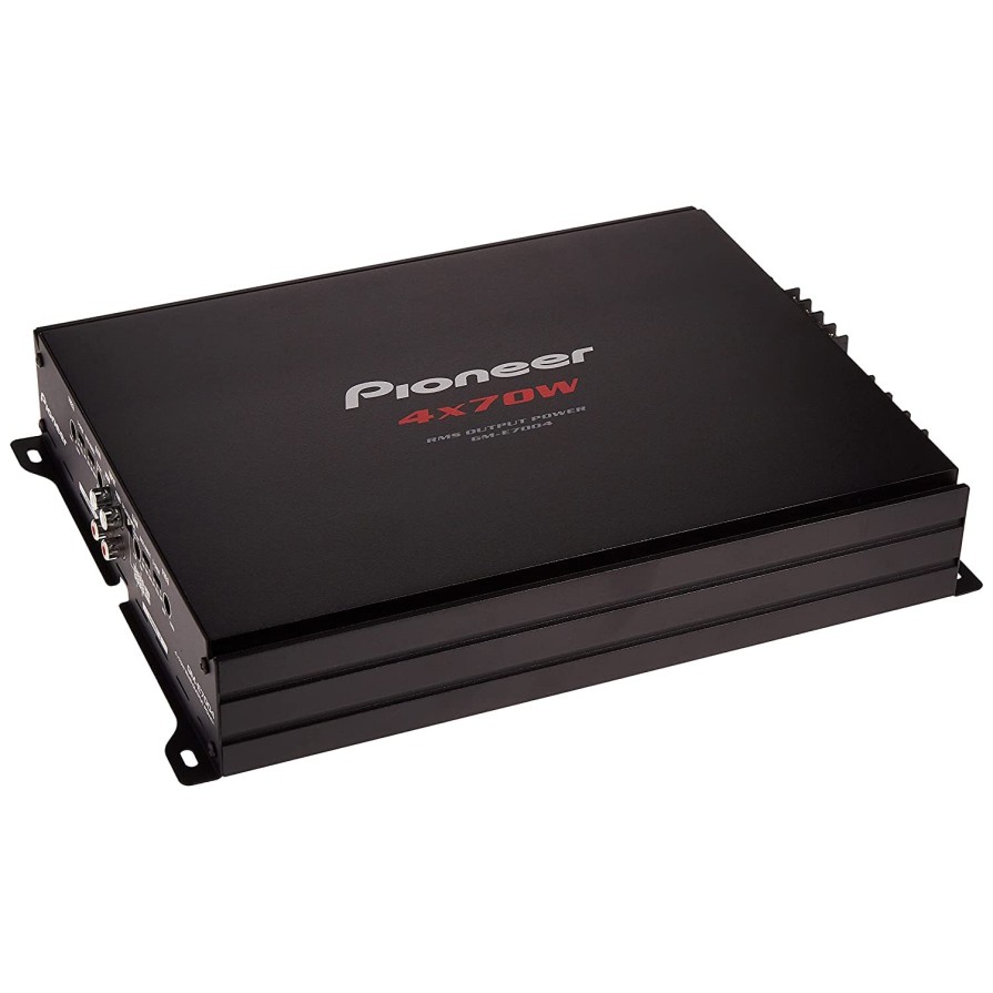 Pioneer Car Amplifier GM-E7004,Number of channels 4/3/2 Max (4 ohms)125Wx4/500Wx2(BRIDGE),Rated Power(2 ohms <=1% THD+N)95Wx4, Rated Power(4 ohms <=1% THD+N)70Wx4,Rated Power(Bridged 4 ohms)190Wx2