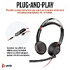 Poly Blackwire 5220 Wired Headset (Plantronics) - Flexible Noise-Canceling Boom Mic - Ergonomic Design - Connect to PC/Mac, Mobile via USB-C, USB-A, or 3.5 mm - Works w/Teams, Zoom