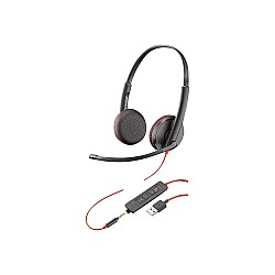 Poly by Plantronics - Blackwire 3225 USB-A Wired Headset - Dual-Ear (Stereo) Wired Over Ear Headphones with Mic - Connect to PC/Mac via USB-A or Mobile/Tablet via 3.5 mm Connector (209747-22)