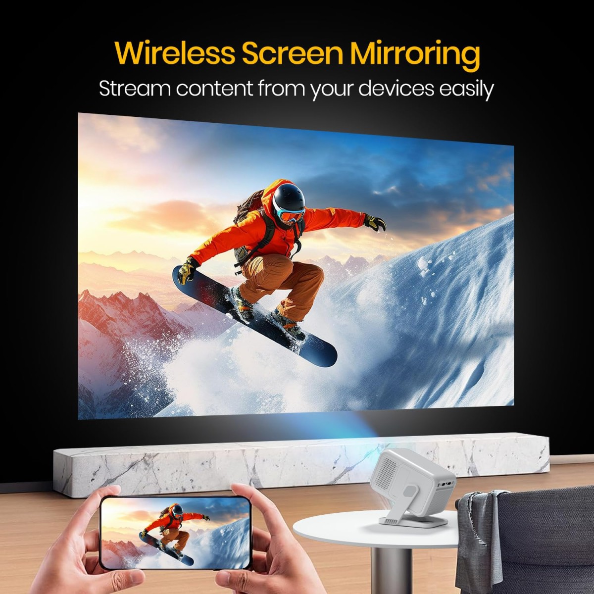 Portronics Beem 450 Smart LED Projector with 1080p Full HD Resolution, Built-in Streaming Apps (Netflix, Prime Video, Hotstar), 4000 Lumens, Screen Mirroring, 3 Watt Speaker, Bluetooth, Wi-Fi (White) Portronics Beem 450 Smart LED Projector with 1080p Full HD Resolution, Built-in Streaming Apps (Netflix, Prime Video, Hotstar), 4000 Lumens, Screen Mirroring, 3 Watt Speaker, Bluetooth, Wi-Fi (White)