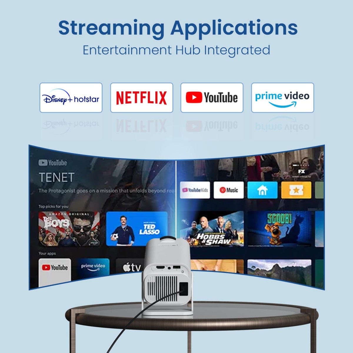 Portronics Beem 470 Mini Smart LED Projector,720p HD,2000 Lumens,Pre-Installed Streaming Apps(Netflix, Prime Video, Hotstar),Auto Keystone,3W Speaker,Adjustable Angle, Wireless Screen Mirroring Portronics Beem 470 Mini Smart LED Projector,720p HD,2000 Lumens,Pre-Installed Streaming Apps(Netflix, Prime Video, Hotstar),Auto Keystone,3W Speaker,Adjustable Angle, Wireless Screen Mirroring