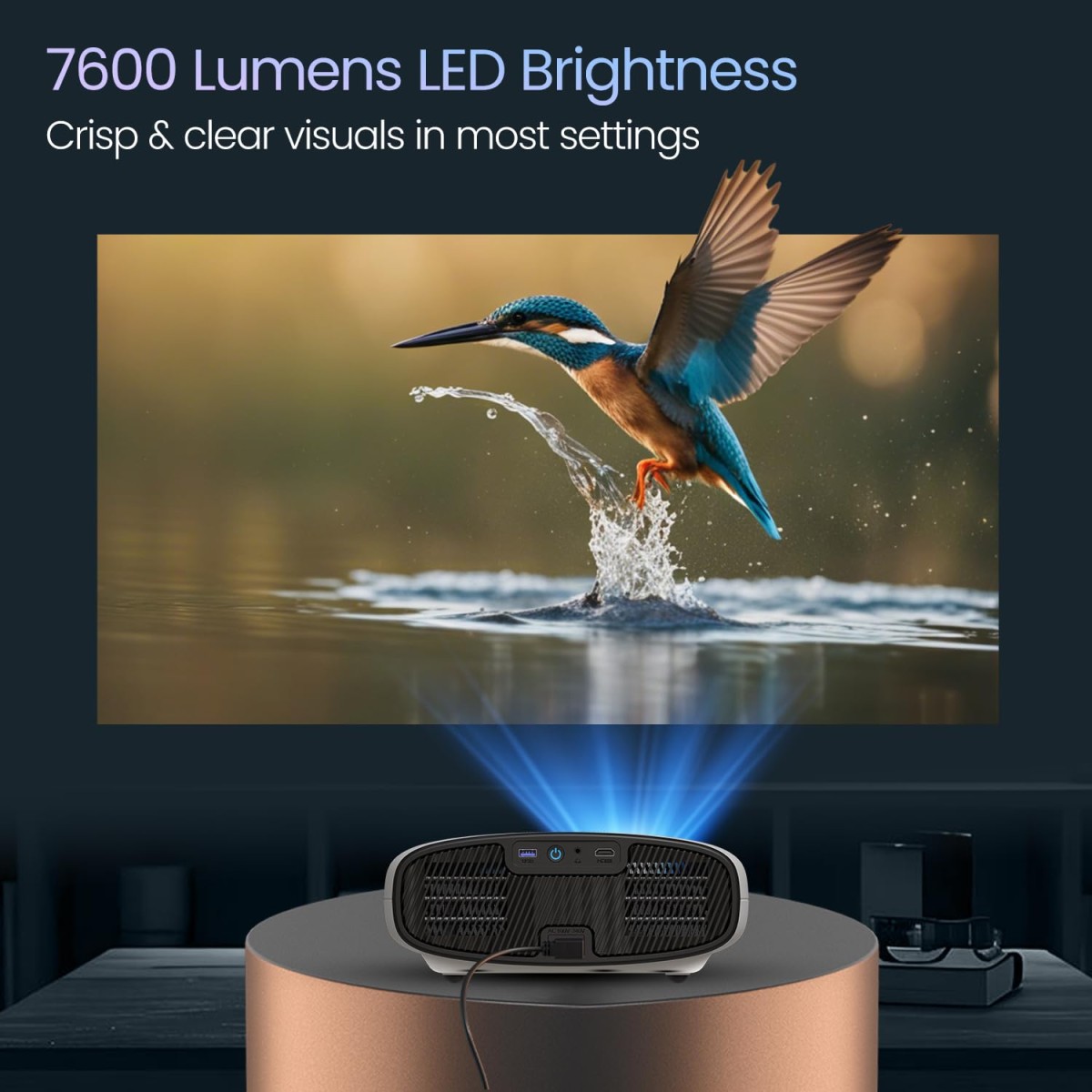 Portronics Beem 530 Smart LED Projector,1080p Full HD,7600 Lumens,Bluetooth & Wi-Fi, Auto Keystone,15W Speaker,Android Based Interface, Wireless Screen Mirroring(White) Portronics Beem 530 Smart LED Projector,1080p Full HD,7600 Lumens,Bluetooth & Wi-Fi, Auto Keystone,15W Speaker,Android Based Interface, Wireless Screen Mirroring(White)