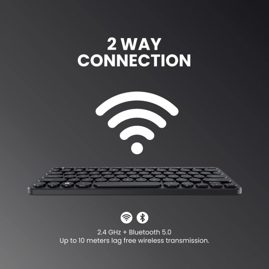 Portronics bubble multimedia 2.4ghz & bluetooth, wireless laptop keyboard black