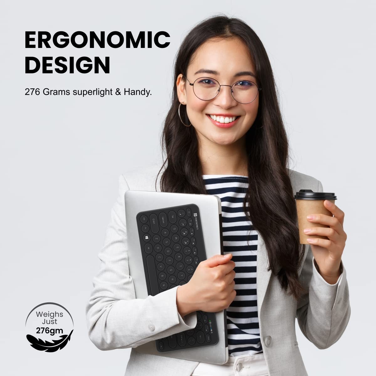 Portronics bubble multimedia 2.4ghz & bluetooth, wireless laptop keyboard black