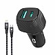 Portronics 6 Amp Turbo Car Charger Black With USB Cable