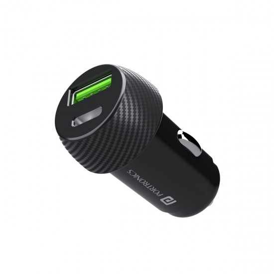 Portronics Car Power 7 20W Fast Usb Charging With Dual Output (Pd + Qc) Rapid Charge (Black)