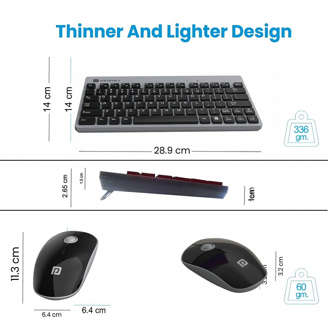 Portronics key2 combo multimedia usb wireless keyboard and mouse set