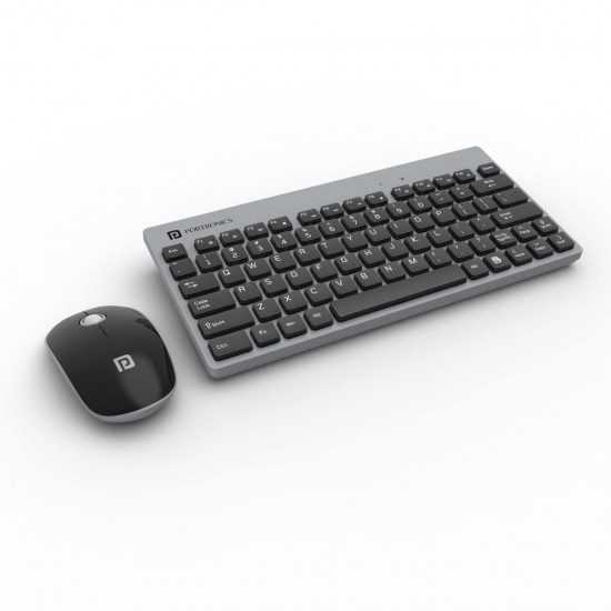 Portronics key2 combo multimedia usb wireless keyboard and mouse set with 2.4 ghz silent button compact size grey