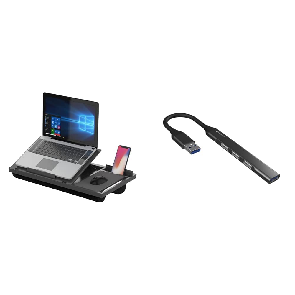 Portronics my buddy g laptop desk with storage mouse pad adjustable height compatible upto 15 inches laptop black