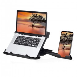 Portronics my buddy hexa 22 adjustable tabletop laptop stand with mobile holder ventilated portable foldable compatible for 15.6 inch black