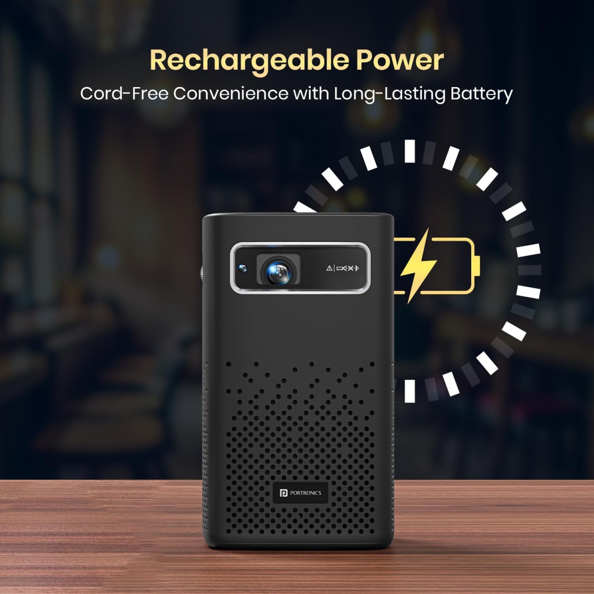 Portronics Pico 13 Rechargeable Smart Projector with Android Based OS, 4K Support, Streaming Apps (Netflix, Prime Video, Hotstar), 3500 Lumens, Keystone Correction, 10 W Speaker, Wi-fi, Bluetooth Portronics Pico 13 Rechargeable Smart Projector with Android Based OS, 4K Support, Streaming Apps (Netflix, Prime Video, Hotstar), 3500 Lumens, Keystone Correction, 10 W Speaker, Wi-fi, Bluetooth