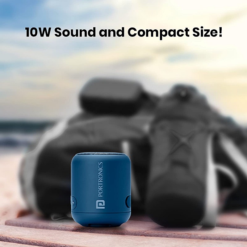 Portronics SoundDrum 1 10W TWS Portable Bluetooth 5.0 Speaker with Powerful Bass, Inbuilt-FM Blue