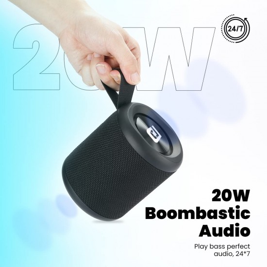 Portronics SoundDrum P 20W Portable Bluetooth Speaker with 6-7 hrs Playback Time, Handsfree Calling, USB Slot, Aux-in Port, Type C Charging (Black)