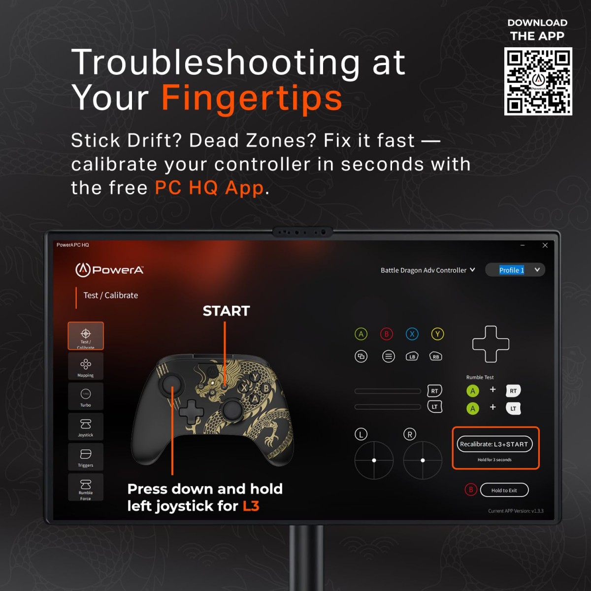 PowerA Battle Dragon™ Advanced Wireless Controller for PC & Cloud Gaming: Magnetic Hall Effect, Asymmetric Rumble Motors