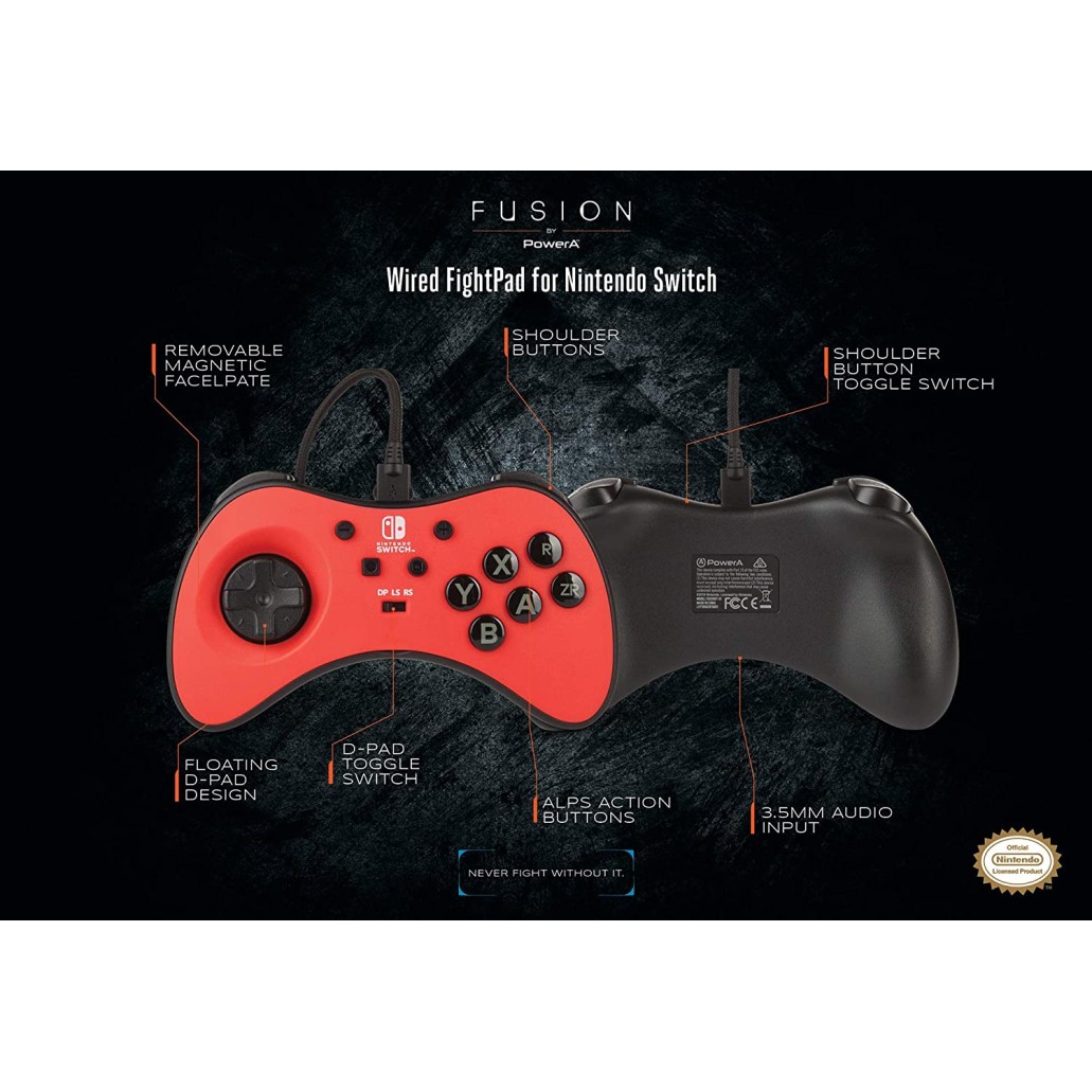 PowerA FUSION Wired FightPad Gaming Controller for Nintendo Switch, Red (Officially Licensed)-