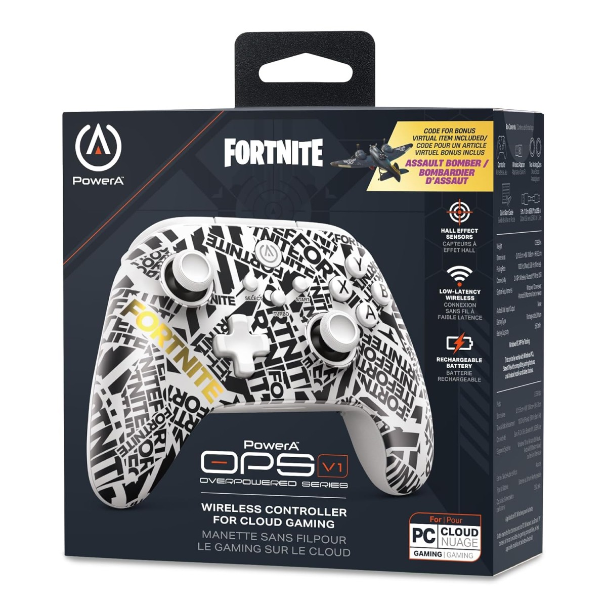 PowerA OPS v1 Wireless Controller for PC, Cloud Gaming and Mobile, Fortnite Edition, Hall Effect Thumbsticks & Triggers,