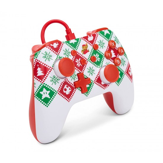 PowerA Wired Controller for Nintendo Switch - Mario Holiday Sweater, Nintendo Switch Lite, Gamepad, Game Controller- Nintendo Switch