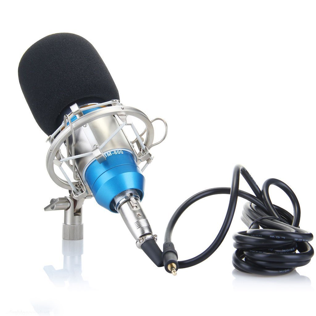 Powerpak BM 800 Blue Professional Condenser Microphone with Metal Shock Mount (requires phantom power or sound card)