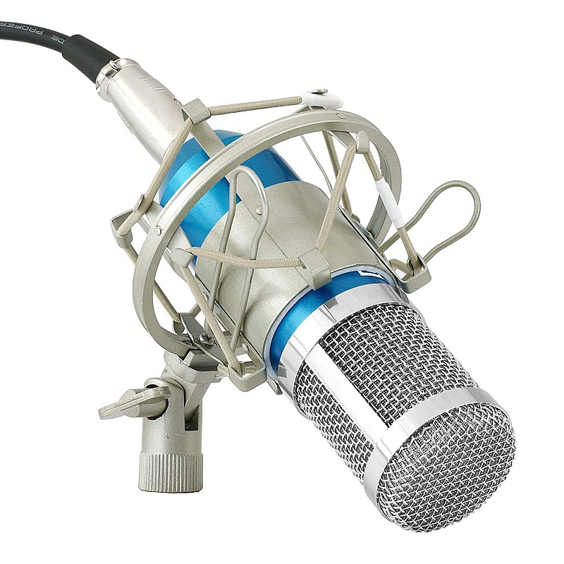 Powerpak BM 800 Blue Professional Condenser Microphone with Metal Shock Mount (requires phantom power or sound card)