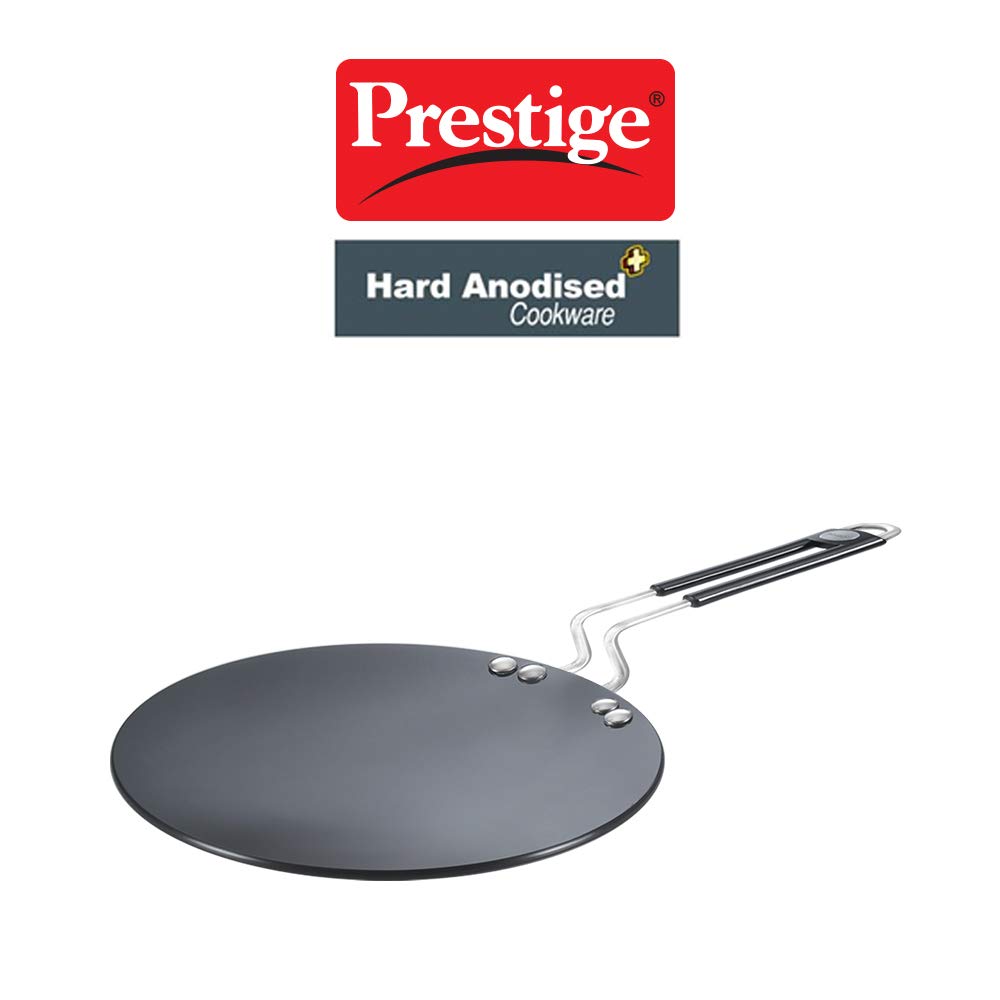 Prestige Hard Anodized Plus Roti/Chapati Tawa (Aluminium)|Wide Base with 26.5 cm|Perma Cool Handle|Gas & Induction Compatible|2 Years Warranty