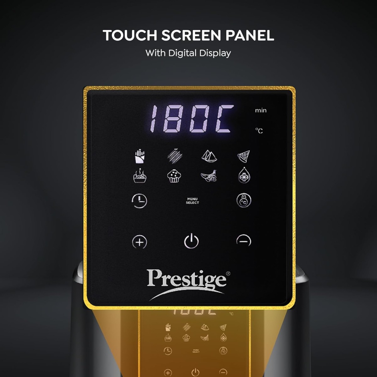 Prestige Nutrifry 4.5L Digital Air Fryer| 80% less Oil Consumption | 8 Preset Menu | Fry, Grill, Roast, Bake, Reheat | Digital Display | 1200 Watts | Easy to Clean | 1Y Warranty | ISI Certified