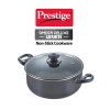 Prestige Omega Deluxe Granite Non-Stick Round Base Sauce Pan with Glass Lid, 26cm, 5.75 L (Black)