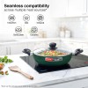 Prestige Omega Granite Non-Stick 3 Pc Cookware Set with Glass Lid | 5-Layer Coating | Gas & Induction Compatible | Omni Tawa 25cm | Fry Pan 24cm | Kadai 24cm | Moss Green | 2Y Warranty |ISI Certified