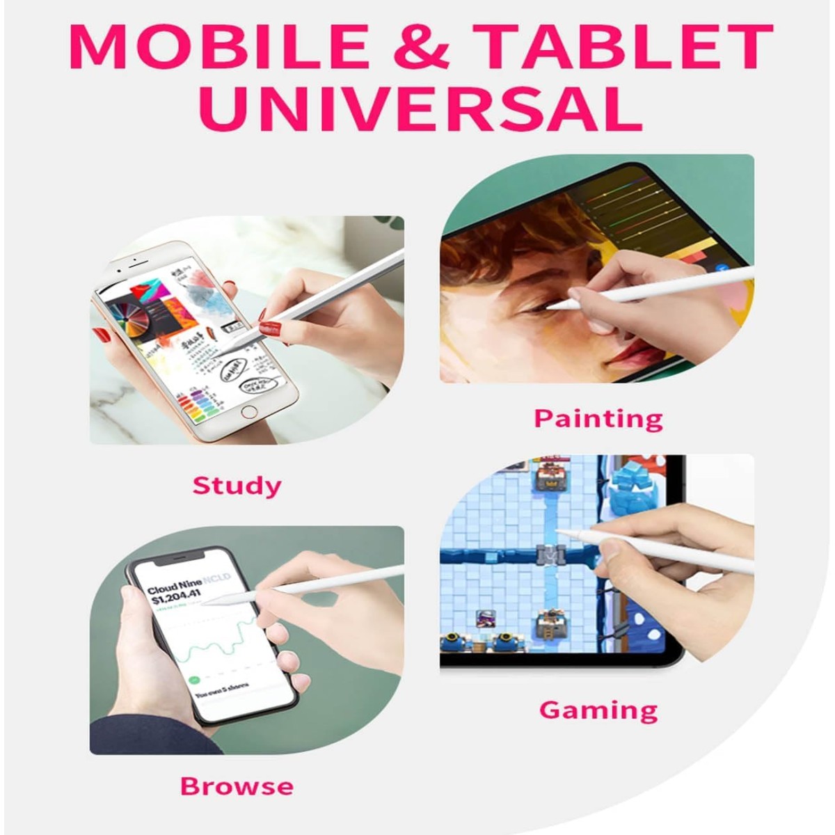 Printme Creative Stylus Pen for Touch Screens – Long Battery Life, Universal Compatibility for iPhone/iPad/Huawei and Other Tablets, for Drawing and Writing