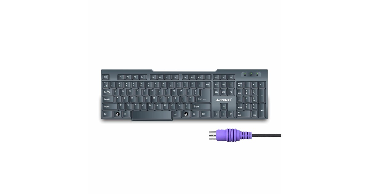 ProDot Choice PS2 Wired Keyboard With Plug & Play Technology, 104 Keys ...