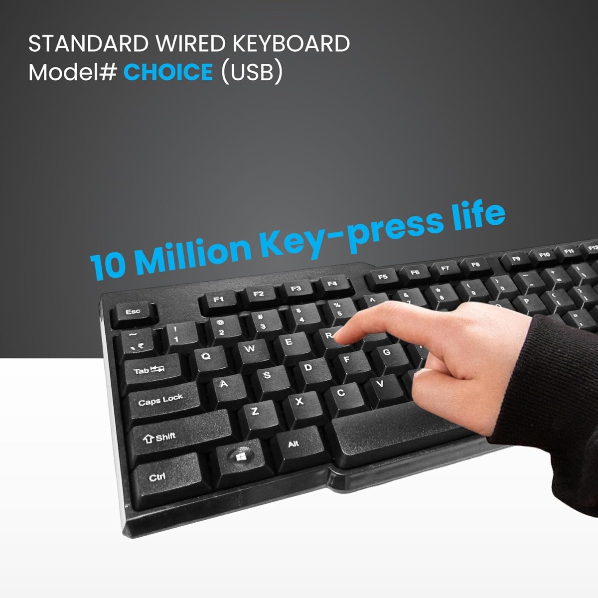 ProDot Choice USB Wired Keyboard I Plug & Play Technology I 104 Keys I 10M Key Life I 1.2m Cable I Rupee Key I Spill Resistant Design I Compatible with Windows, iOS, Linux I 1 Year Warranty