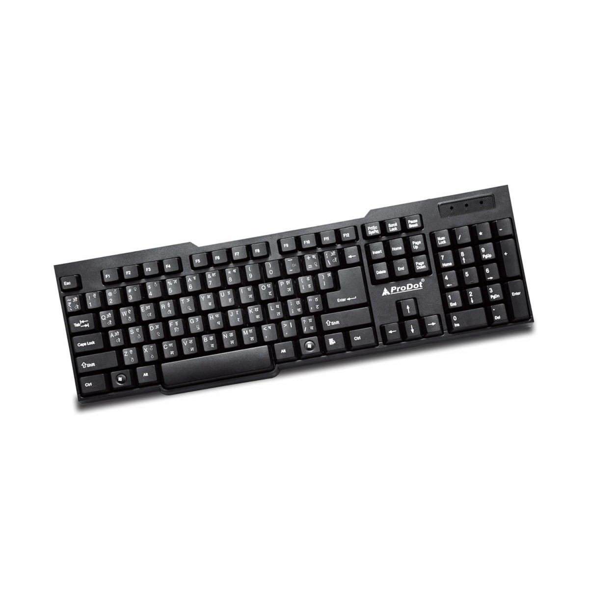 ProDot ProSeries Wired Keyboard with Rupees Symbol | Hindi Remington | Made in India | Ergonomic, Spill Resistant Design | 104 Keys | 10M Key Life | 1 Year Warranty | Works with Windows, iOS, Linux