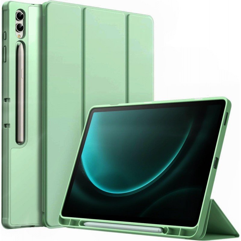 ProElite Cover for Galaxy Tab S9 FE Plus/S9 Plus/S10+ 12.4" Cover, Soft Flexible Flip Case Cover with S Pen Holder for Samsung Galaxy Tab S9 FE+/S9 Plus/S10+ 12.4 inch, [Recoil Series]- Dark Green