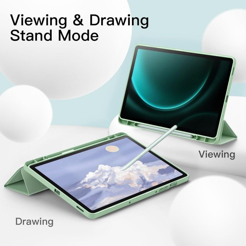 ProElite Cover for Galaxy Tab S9 FE Plus/S9 Plus/S10+ 12.4" Cover, Soft Flexible Flip Case Cover with S Pen Holder for Samsung Galaxy Tab S9 FE+/S9 Plus/S10+ 12.4 inch, [Recoil Series]- Dark Green
