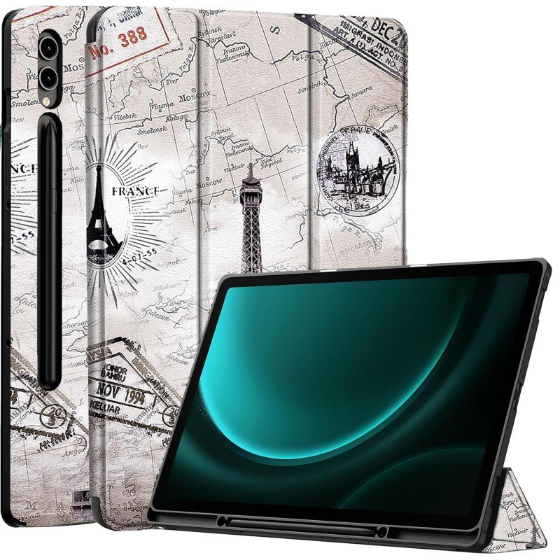 ProElite Cover for Galaxy Tab S9 FE Plus/S9 Plus/S10+ 12.4" Cover, Soft Flexible Flip Case Cover with S Pen Holder for Samsung Galaxy Tab S9 FE+/S9 Plus/S10+ 12.4 inch, [Recoil Series]- Dark Green