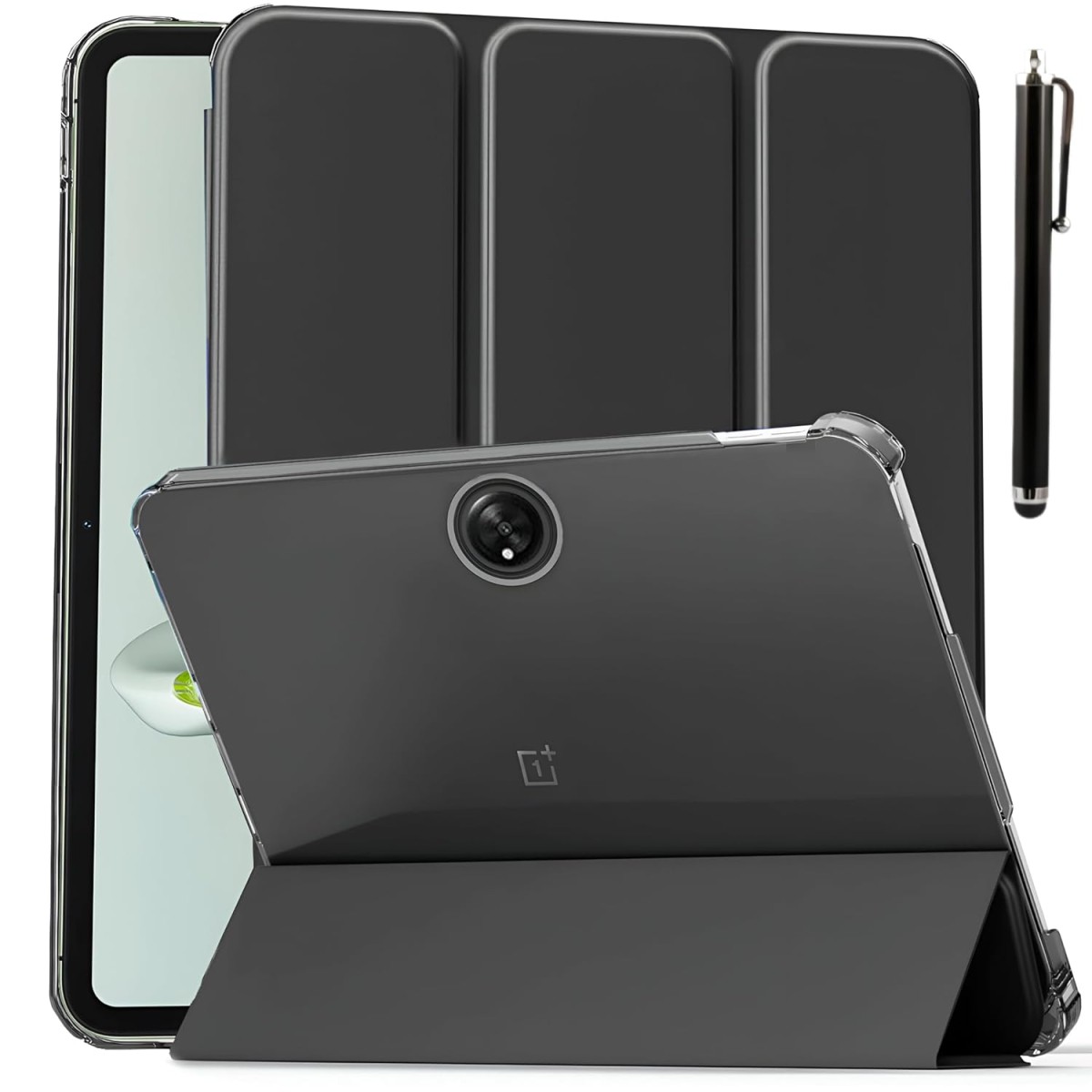 ProElite Cover for OnePlus Pad Go 11.35 inch Case Cover, Transparent Flip Case Cover for OnePlus Pad Go 11.35 inch 2023 with Stylus, Support Auto Sleep Wake, Black