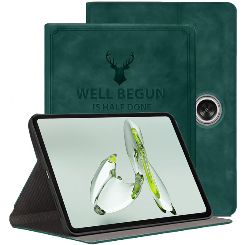 ProElite Cover for OnePlus Pad Go 11.35 inch Cover, Deer Multi Angle Flip Case Cover for OnePlus Pad Go 11.35 inch 2023, Support Auto Sleep Wake, Dark Green