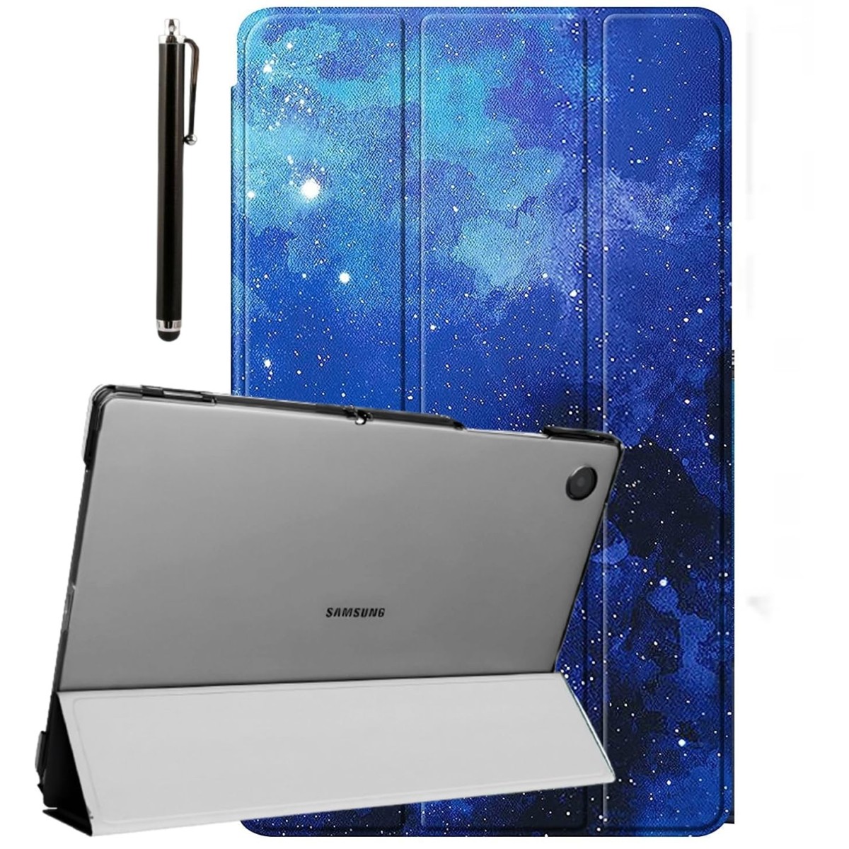 ProElite Cover for Samsung Galaxy Tab A9 8.7 inch Case Cover, Smart Flip Case Cover for Samsung Galaxy Tab A9 8.7 inch Translucent Back with Stylus Pen, Black