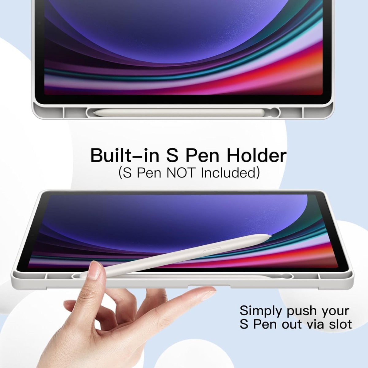 ProElite Cover for Samsung Galaxy Tab S9 FE/S10 FE 10.9 inch Cover, Soft Flexible Flip Case Cover with S Pen Holder for Galaxy Tab S10/S9 FE 10.9", Auto Sleep Wake, [Recoil Series] - Light Blue