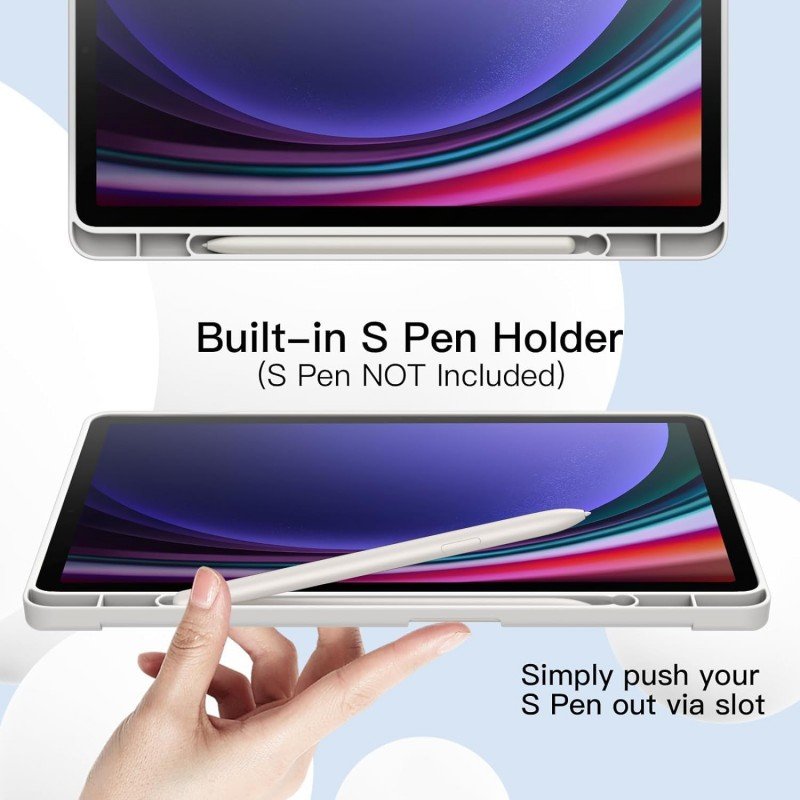 ProElite Cover for Samsung Galaxy Tab S9 FE/S10 FE 10.9 inch Cover, Soft Flexible Flip Case Cover with S Pen Holder for Galaxy Tab S10/S9 FE 10.9", Auto Sleep Wake, [Recoil Series] - Light Blue