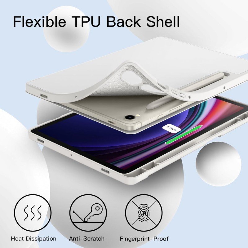 ProElite Cover for Samsung Galaxy Tab S9 FE/S10 FE 10.9 inch Cover, Soft Flexible Flip Case Cover with S Pen Holder for Galaxy Tab S10/S9 FE 10.9", Auto Sleep Wake, [Recoil Series] - Light Blue