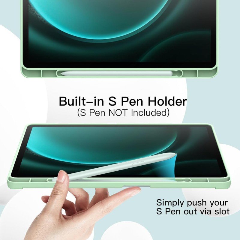 ProElite Cover for Samsung Galaxy Tab S9 FE/S10 FE 10.9 inch Cover, Soft Flexible Flip Case Cover with S Pen Holder for Galaxy Tab S10/S9 FE 10.9", Auto Sleep Wake, [Recoil Series] - Light Blue