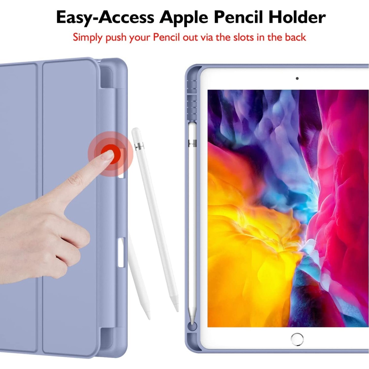 ProElite Smart Case for iPad 10.2 inch 2021 9th/8th/7th Gen [Auto Sleep/Wake Cover] [Pencil Holder] [Soft Flexible Case] Recoil Series - Dark Blue with Stylus Pen