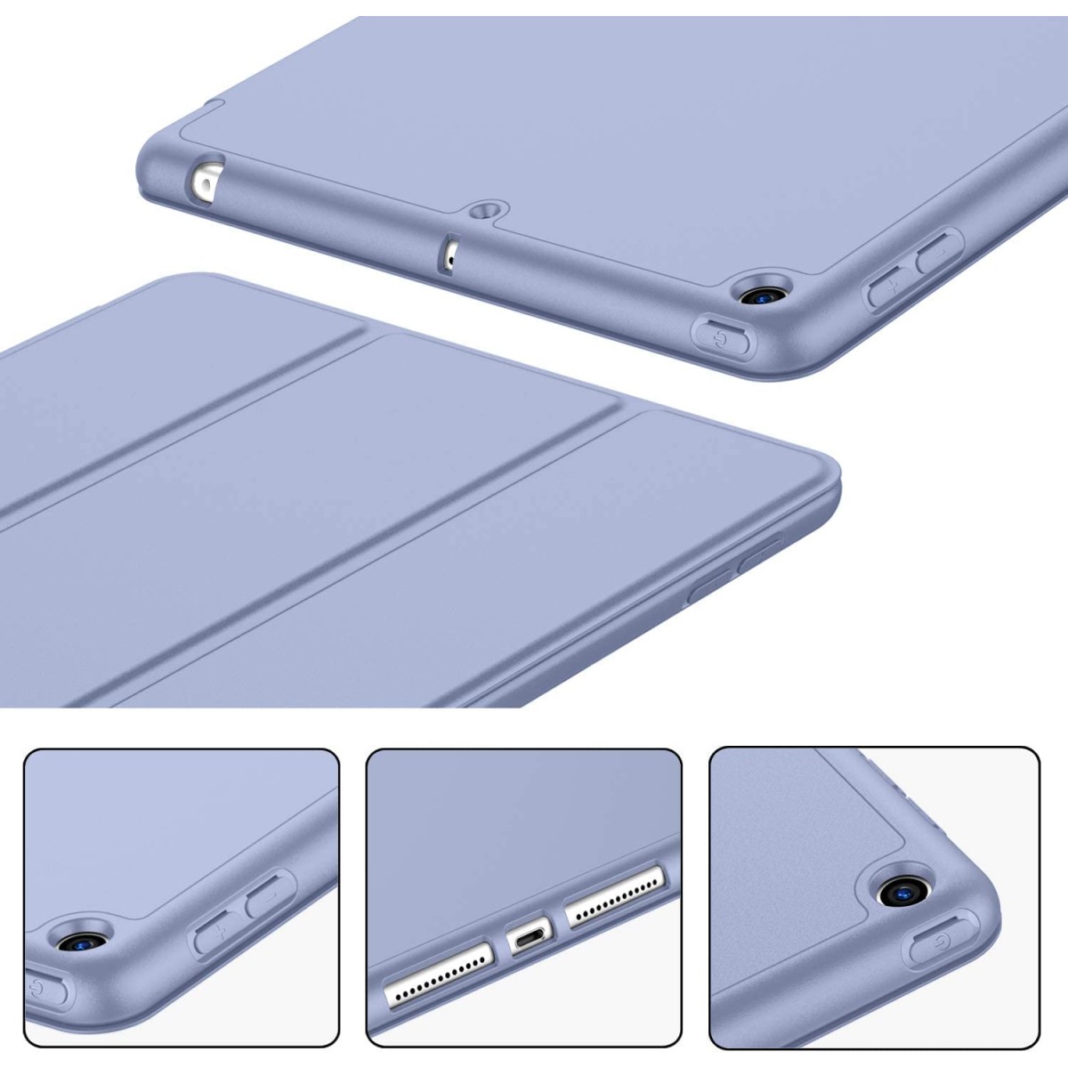 ProElite Smart Case for iPad 10.2 inch 2021 9th/8th/7th Gen [Auto Sleep/Wake Cover] [Pencil Holder] [Soft Flexible Case] Recoil Series - Dark Blue with Stylus Pen